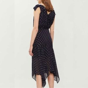 The Kooples Navy Asymmetrical Polka Dot Dress